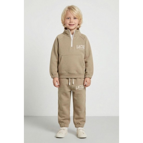 Unisex Laciel 3 İplik Balıkçı Dik Yaka Kahve Takım